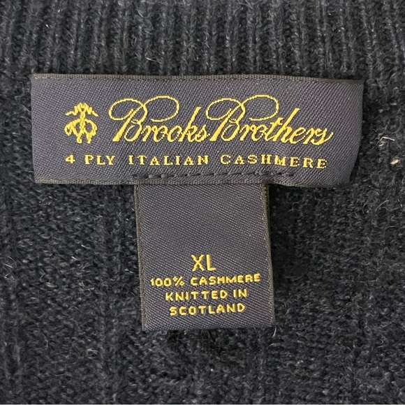 Rare Brooks Brothers 4 Ply Cashmere Navy Sweater XL - Picture 2 of 5